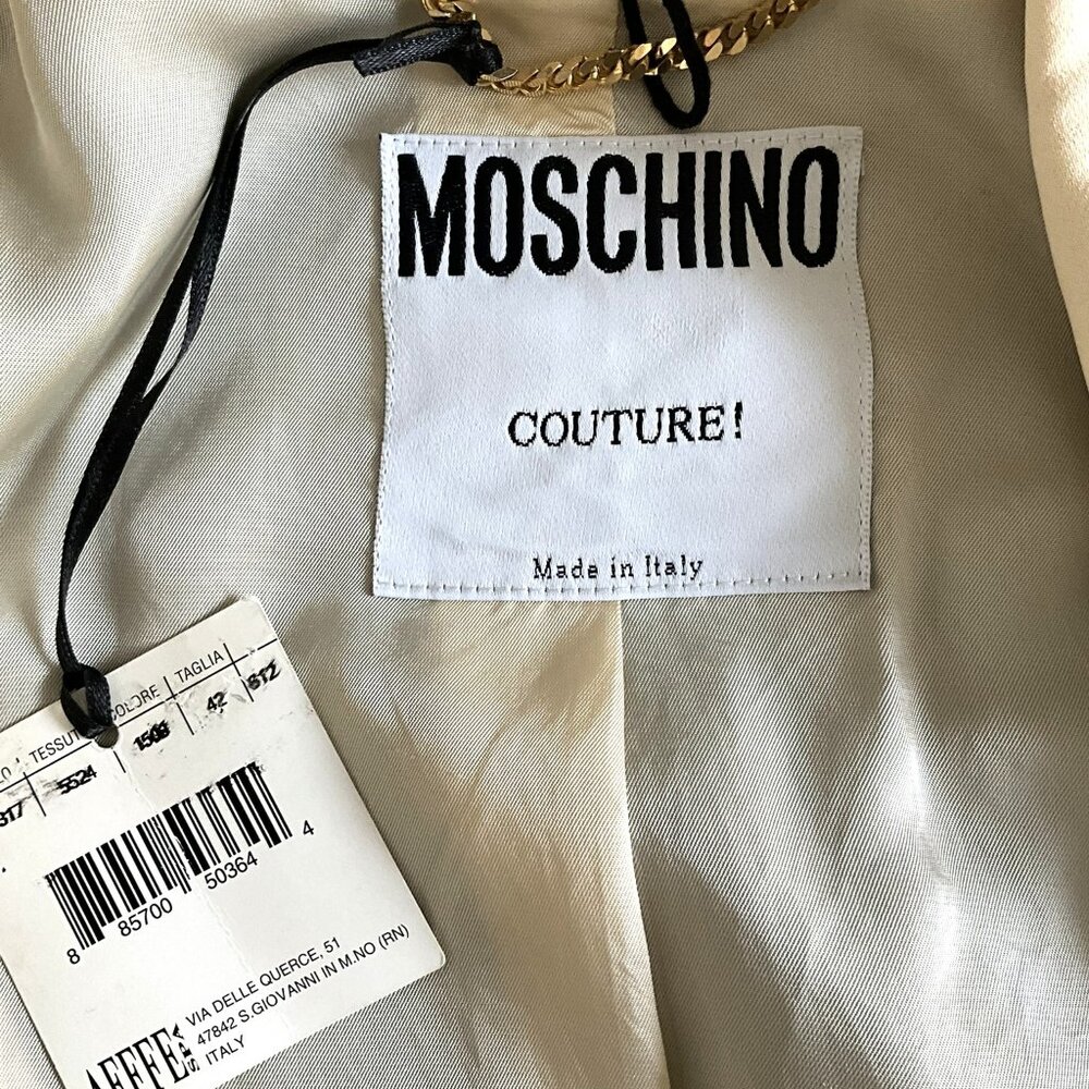 Moschino Couture Black Beige Tuxedo Blazer Made in Italy Size IT 42 - Picture 4 of 4